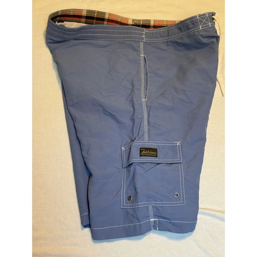 Polo Ralph Lauren Swim Trunks Mens Blue Cargo Pocket Mesh‎ Lined Board Shorts